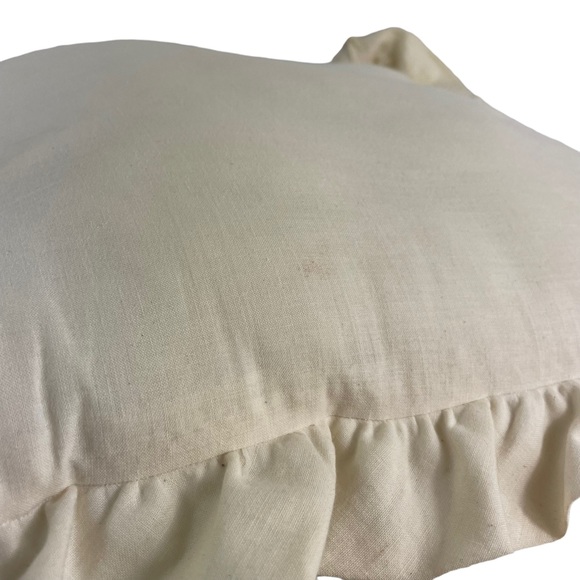 Vintage Boho Handmade Floral Embroidered Cream Accent Pillow 12” Cottage-core - Picture 15 of 16